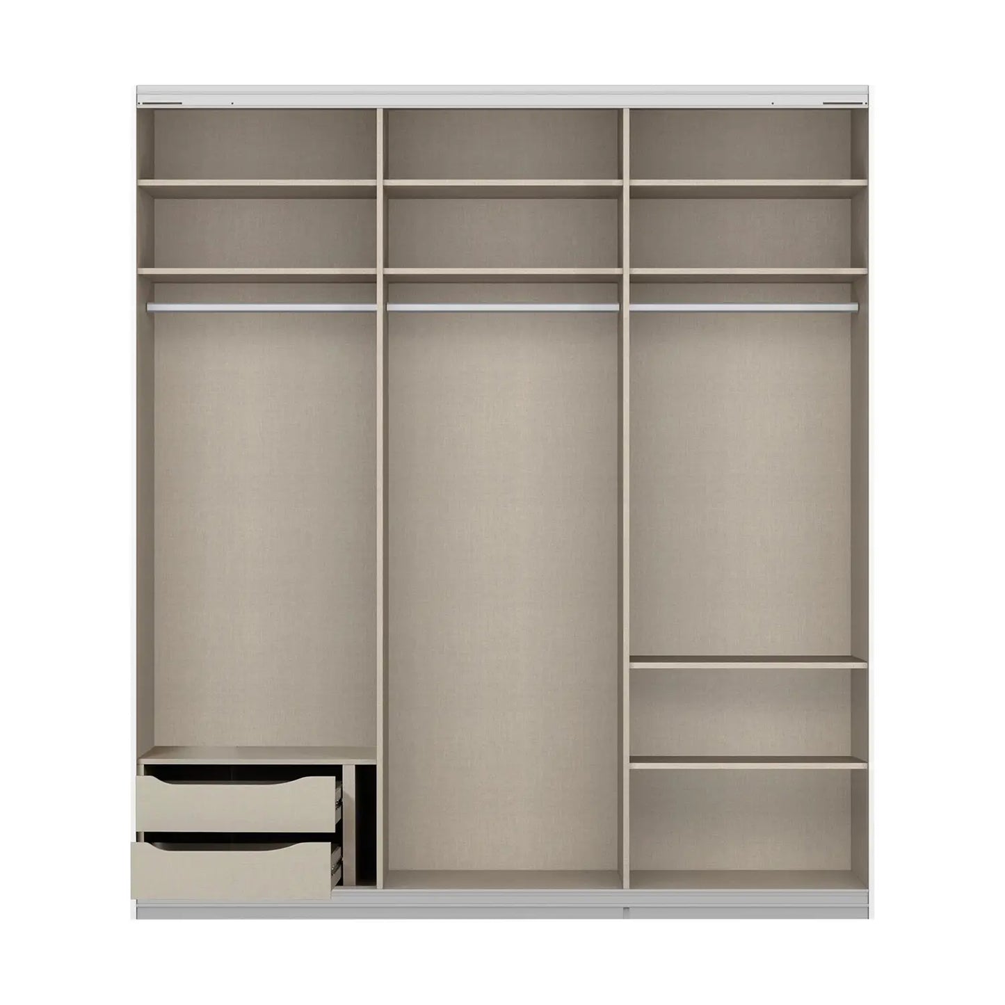 Rauch Prism White 3 Door Full Mirror Sliding Wardrobe - 203cm - Interior view