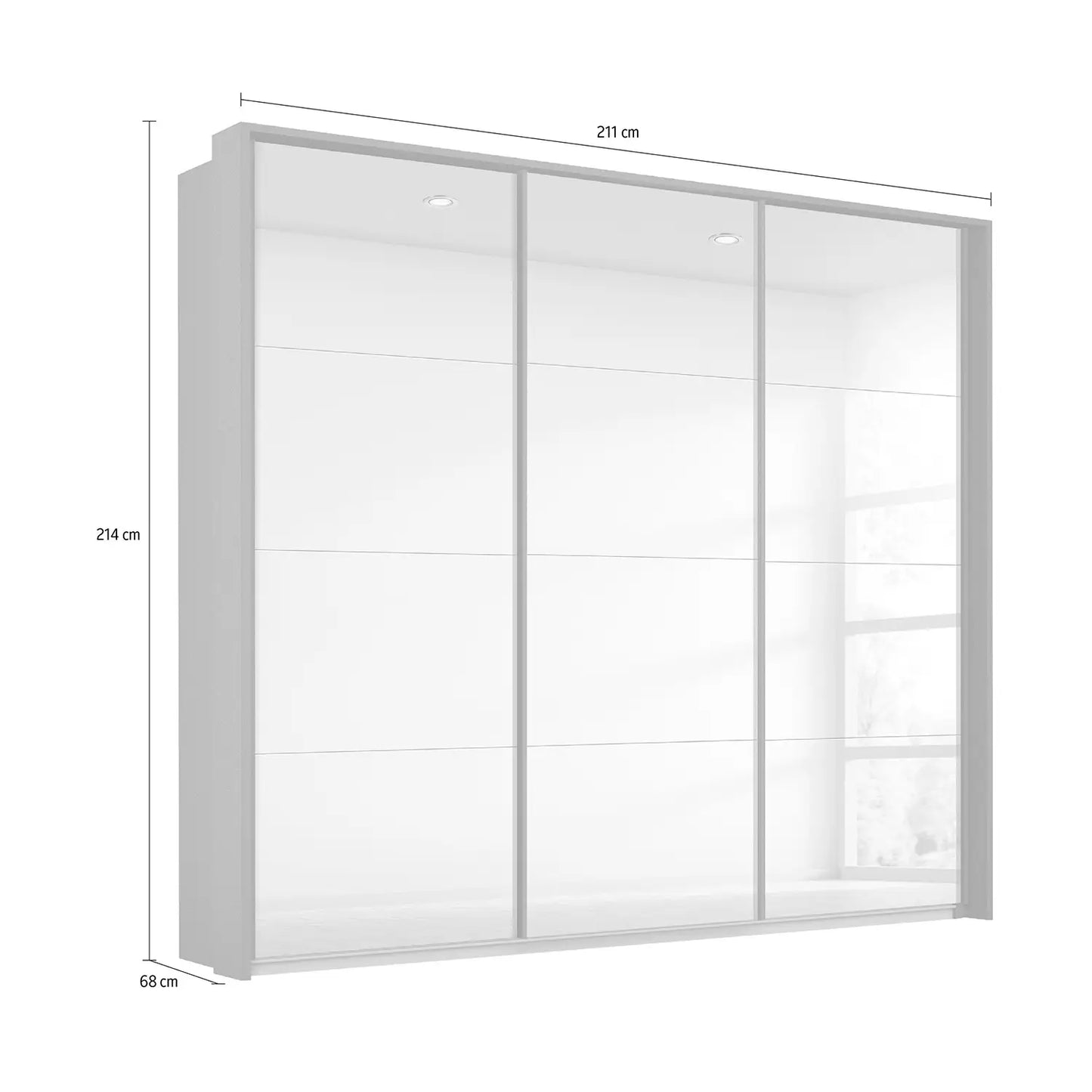 Rauch Prism White 3 Door Full Mirror Sliding Wardrobe - 203cm - Dimensions