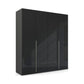 Rauch Frans 201cm Basalt Glass 4 door wardrobe with premium interior and long Door Handles