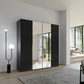 Rauch Frans 201cm Basalt Glass 4 door wardrobe with Mirror, premium interior, long Door Handles