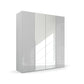 Rauch Frans 201cm Silk Grey Glass 4 door wardrobe with Mirror, premium interior, long Door Handles 