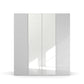 Rauch Frans 201cm Silk Grey Glass 4 door wardrobe with Mirror, premium interior, long Door Handles 