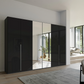 Rauch Frans 300cm Basalt Glass 6 door wardrobe with Mirror, premium interior and long door handles