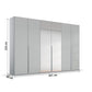 Gray wardrobe with dimensions on a white background