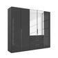Rauch Frans 251cm  Glass 5 door wardrobe with exterior drawers, Long Door Handles and Premium Interior 