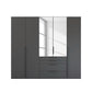 Rauch Frans 251cm 5 door Graphite wardrobe with exterior drawers, Mirror, Premium Interior  and Long Door Handles