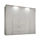 Rauch Frans 251cm 5 door Silk Greywardrobe with exterior drawers, Mirror, Premium Interior LED Passepartout Frame and Long Door Handles
