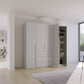 Rauch Frans 251cm 5 door Silk Grey wardrobe with exterior drawers, Premium Interior and Long Door Handles