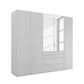 Rauch Frans 251cm 5 door Silk Grey wardrobe with exterior drawers and Mirror