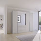 Rauch Frans 251cm 5 door Silk Grey wardrobe with exterior drawers, Mirror and Long Door Handles