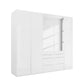 White wardrobe with mirror and drawers on a white background By Rauch