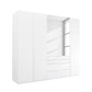 Rauch Frans 251cm 5 door White wardrobe with exterior drawers, Mirror, Premium Interior  and Long Door Handles