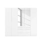White cabinet with a mirror and drawers on a white background