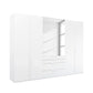 Rauch Frans 301cm White 6 door wardrobe with exterior drawers, Mirror, Premium Interior Inside and Long Door Handles
