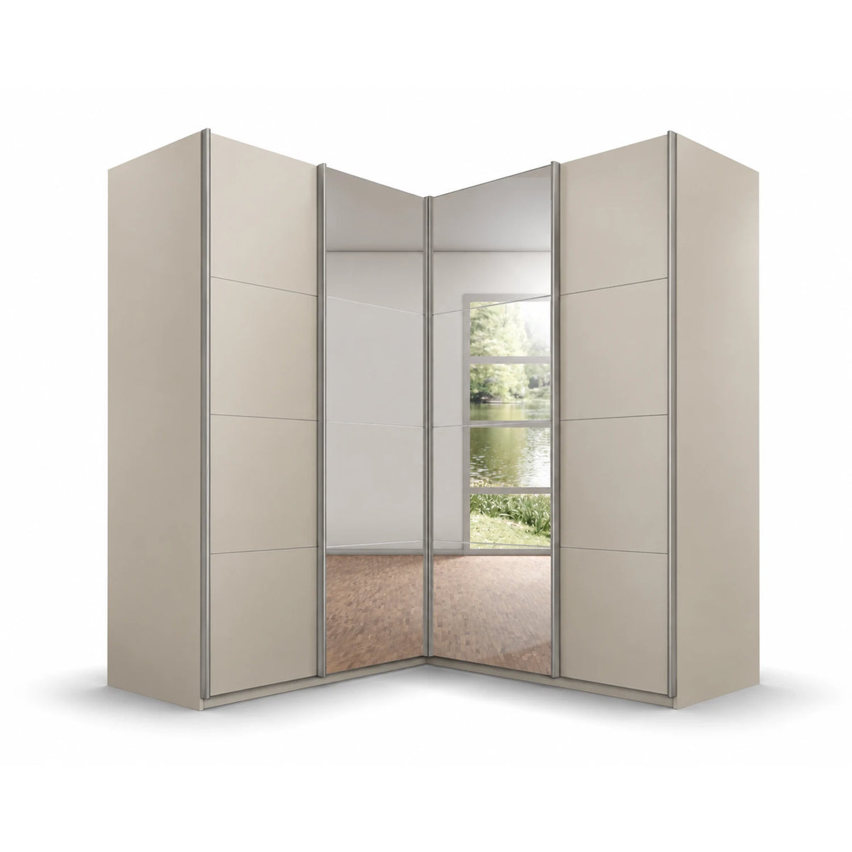 Rauch Lema Décor 4 Door Sliding Corner Wardrobe with Mirror