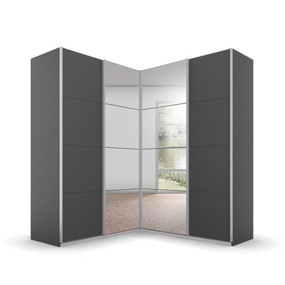 Rauch Lema Décor 4 Door Sliding Corner Wardrobe with Mirror