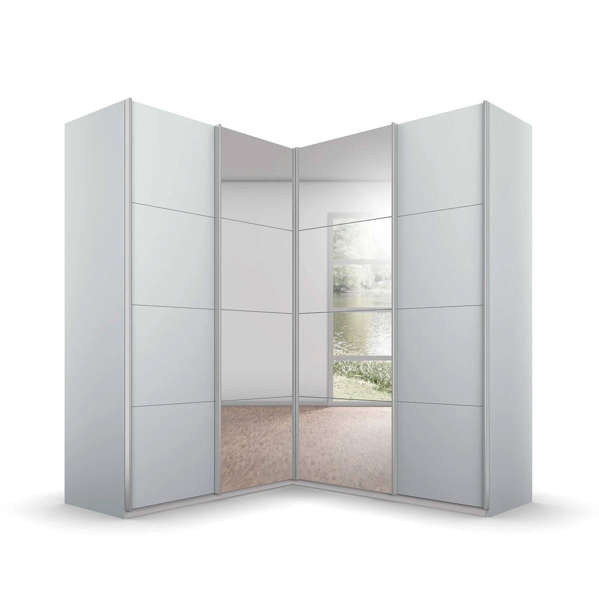 Rauch Lema Décor 4 Door Sliding Corner Wardrobe with Mirror