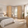 Rauch Quadra Lema Sonoma Oak Finish Large Corner Wardrobe With Sliding Doors and Mirrors
