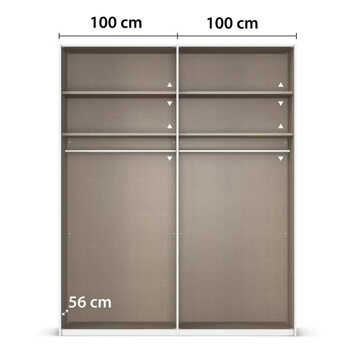 Rauch Ricco 4 Door Hinged Wardrobe With Glass Frame Door internal compartments with Dimensions