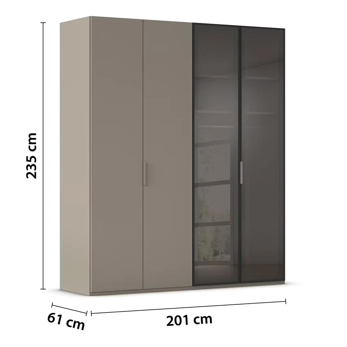 Rauch Ricco 4 Door Hinged Wardrobe With Glass Frame Door Dimensions