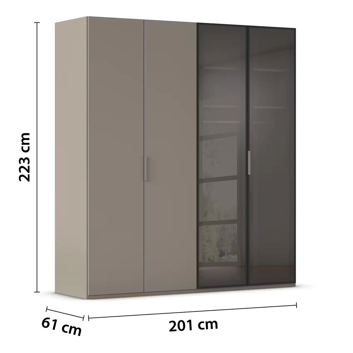 Rauch Ricco 4 Door Hinged Wardrobe With Glass Frame Door Dimensions