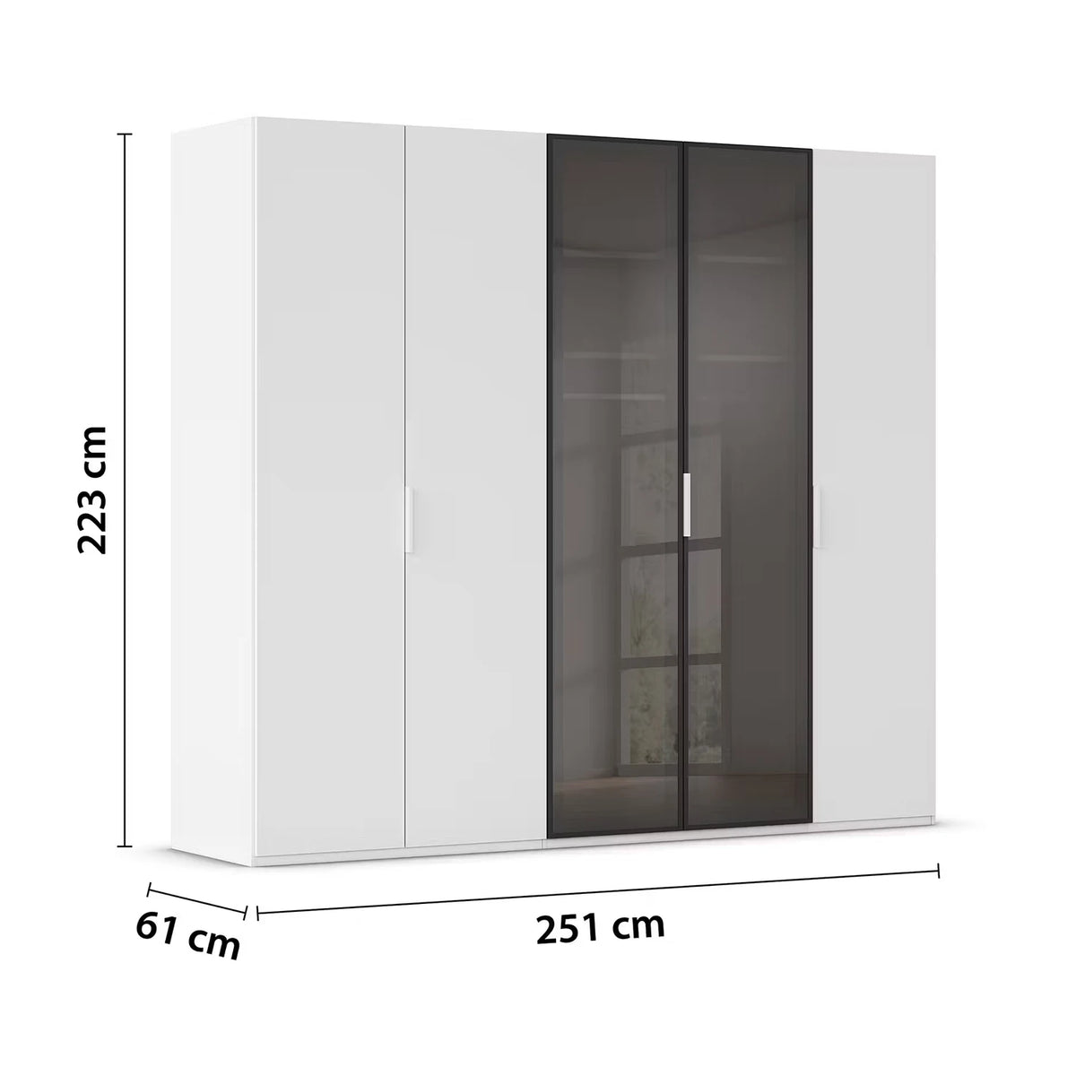 Rauch Ricco 5 Door Hinged Wardrobe With Glass Frame Door Dimensions