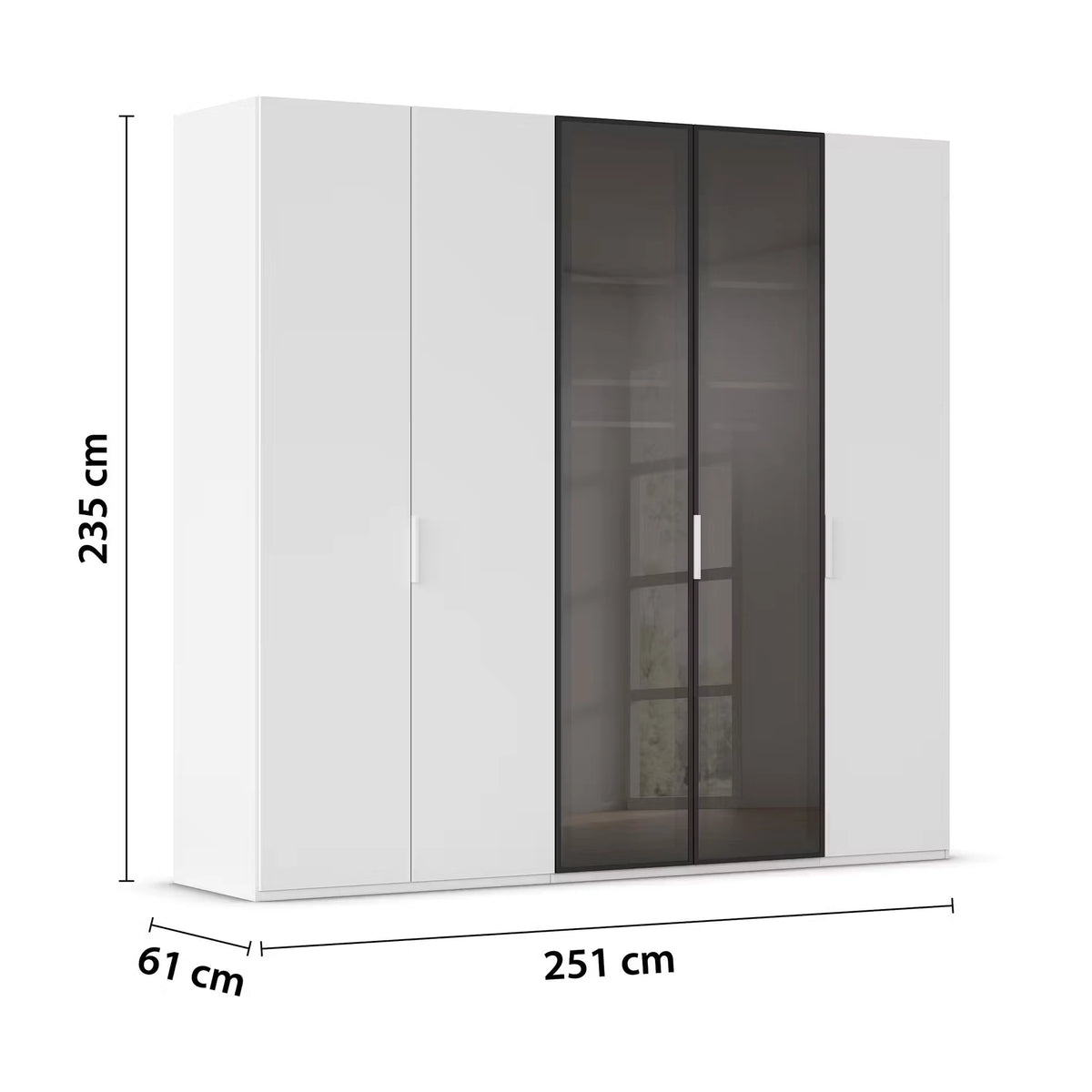 Rauch Ricco 5 Door Hinged Wardrobe With Glass Frame Door Dimensions
