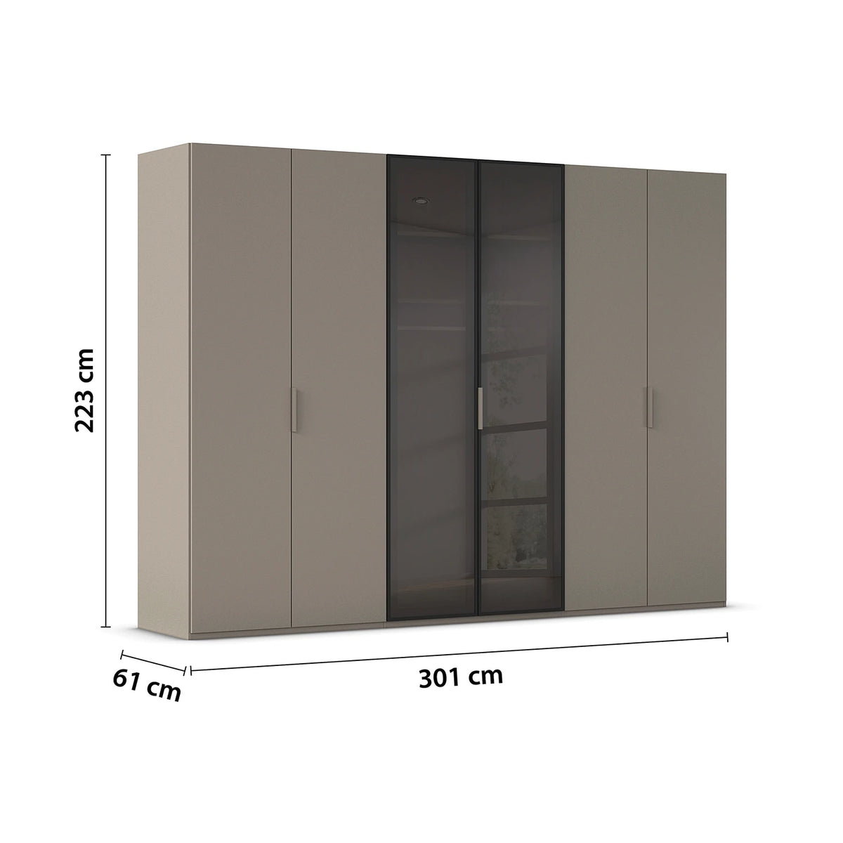 Rauch Ricco 6 Door Hinged Wardrobe With Glass Frame Door Dimensions