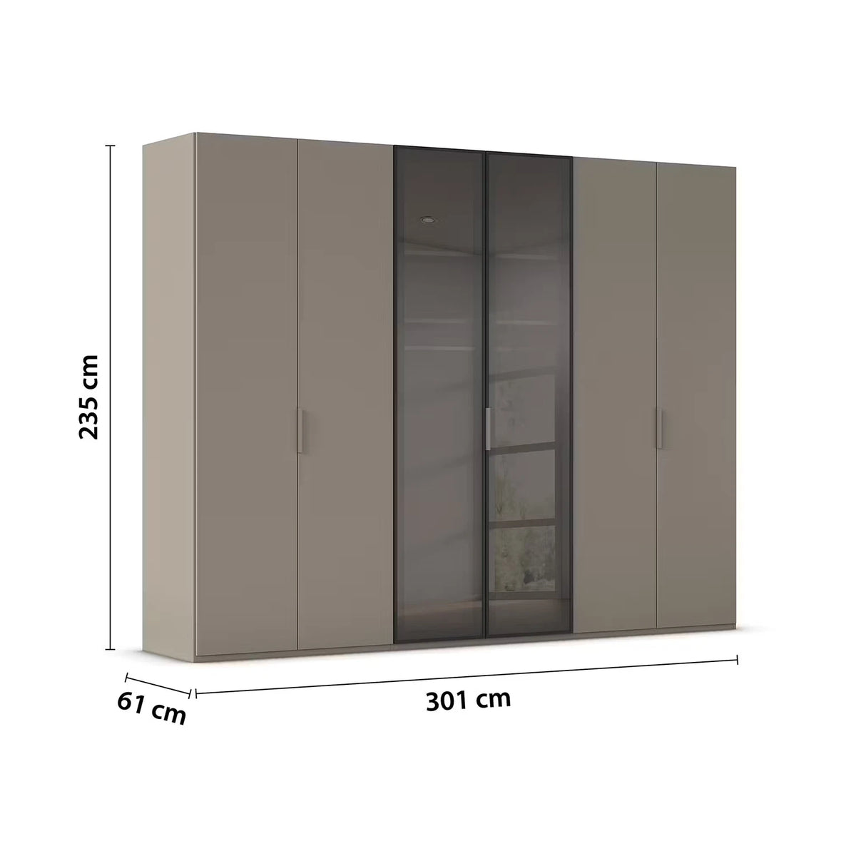 Rauch Ricco 6 Door Hinged Wardrobe With Glass Frame Door Dimensions