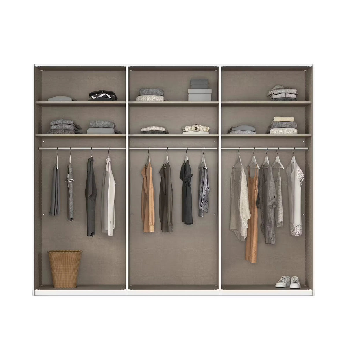 Rauch Ricco 6 Door Hinged Wardrobe With Glass Frame Door internal compartments lifestyle image