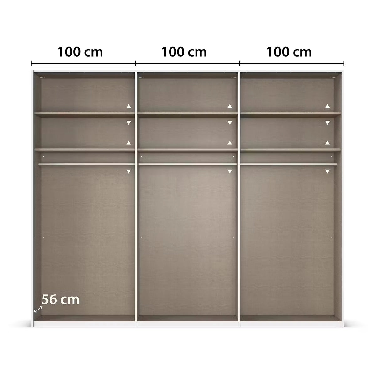 Rauch Ricco 6 Door Hinged Wardrobe With Glass Frame Door internal compartments with Dimensions