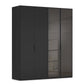 Rauch Ricco 4 Door Hinged Wardrobe With Glass Frame Door in Black