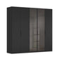 Rauch Ricco 5 Door Hinged Wardrobe With Glass Frame Door in Black