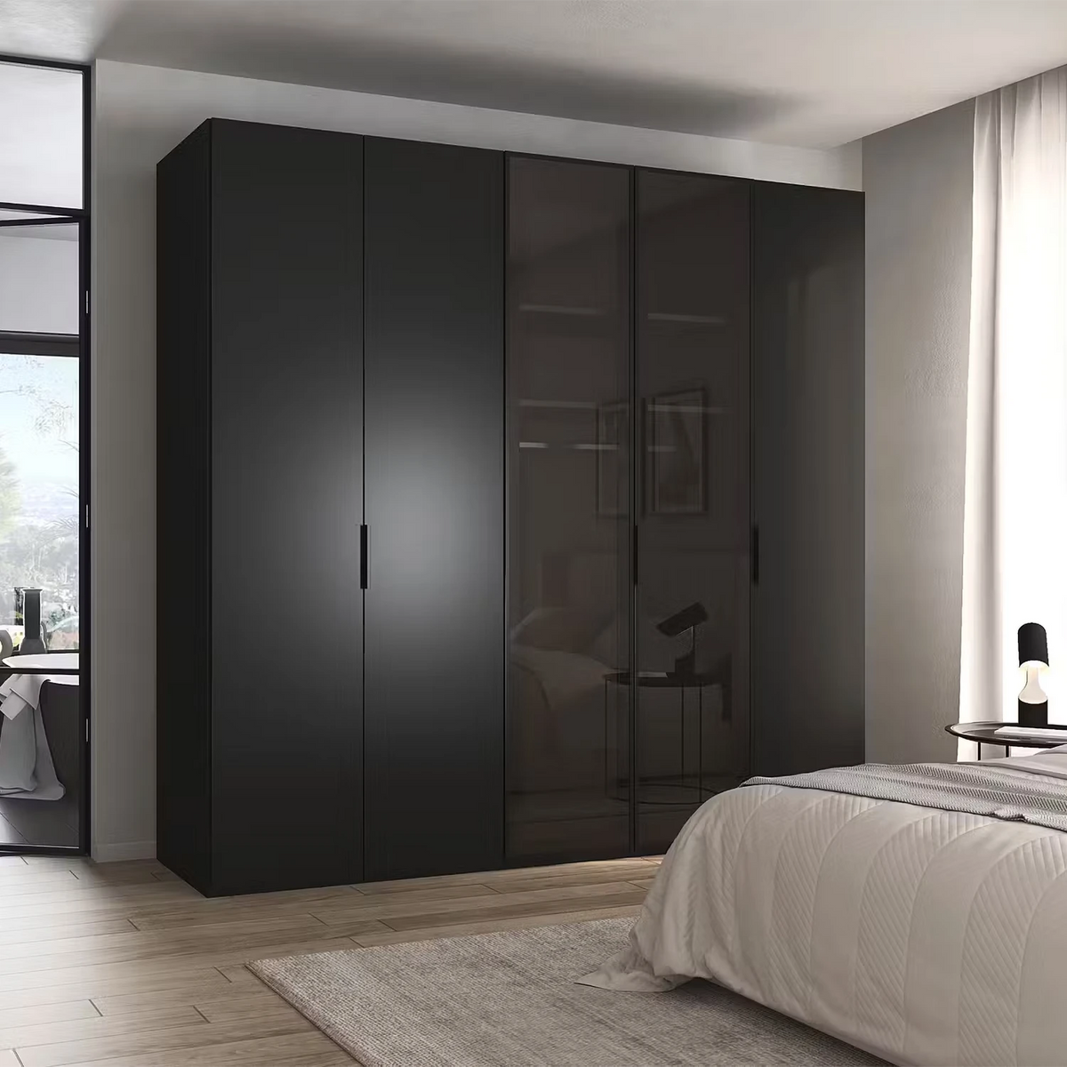 Rauch Ricco Black Range 5 Door Wardrobe