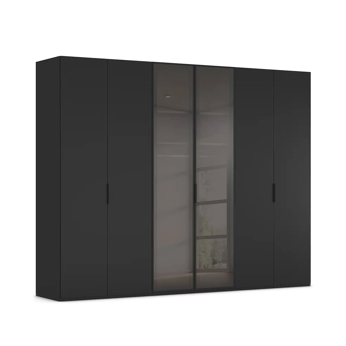 Rauch Ricco 6 Door Hinged Wardrobe With Glass Frame Door in Black