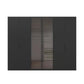 Rauch Ricco 6 Door Hinged Wardrobe With Glass Frame Door in Black front view