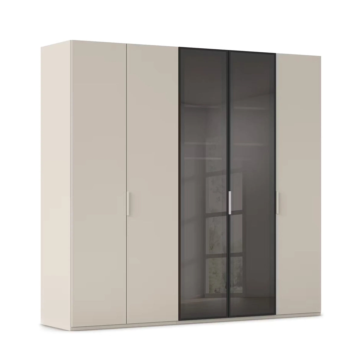 Rauch Ricco 5 Door Hinged Wardrobe With Glass Frame Door in Champagne