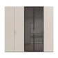 Rauch Ricco 5 Door Hinged Wardrobe With Glass Frame Door in Champagne front view