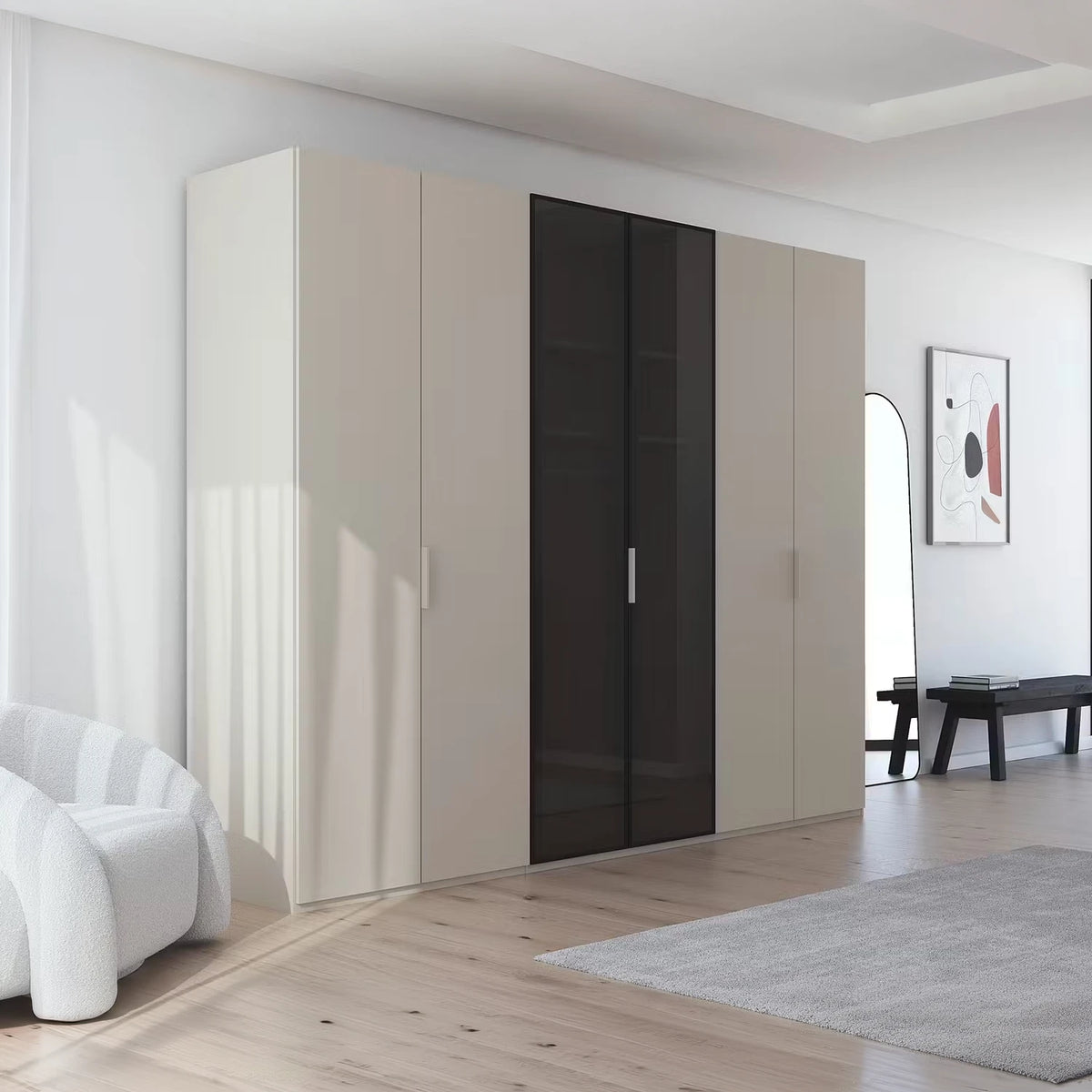Rauch Ricco Champagne 6 Door Glass Frame Wardrobe