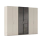 Rauch Ricco 6 Door Hinged Wardrobe With Glass Frame Door in Champagne