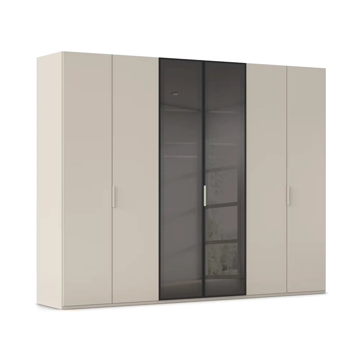 Rauch Ricco 6 Door Hinged Wardrobe With Glass Frame Door in Champagne