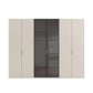 Rauch Ricco 6 Door Hinged Wardrobe With Glass Frame Door in Champagne front view