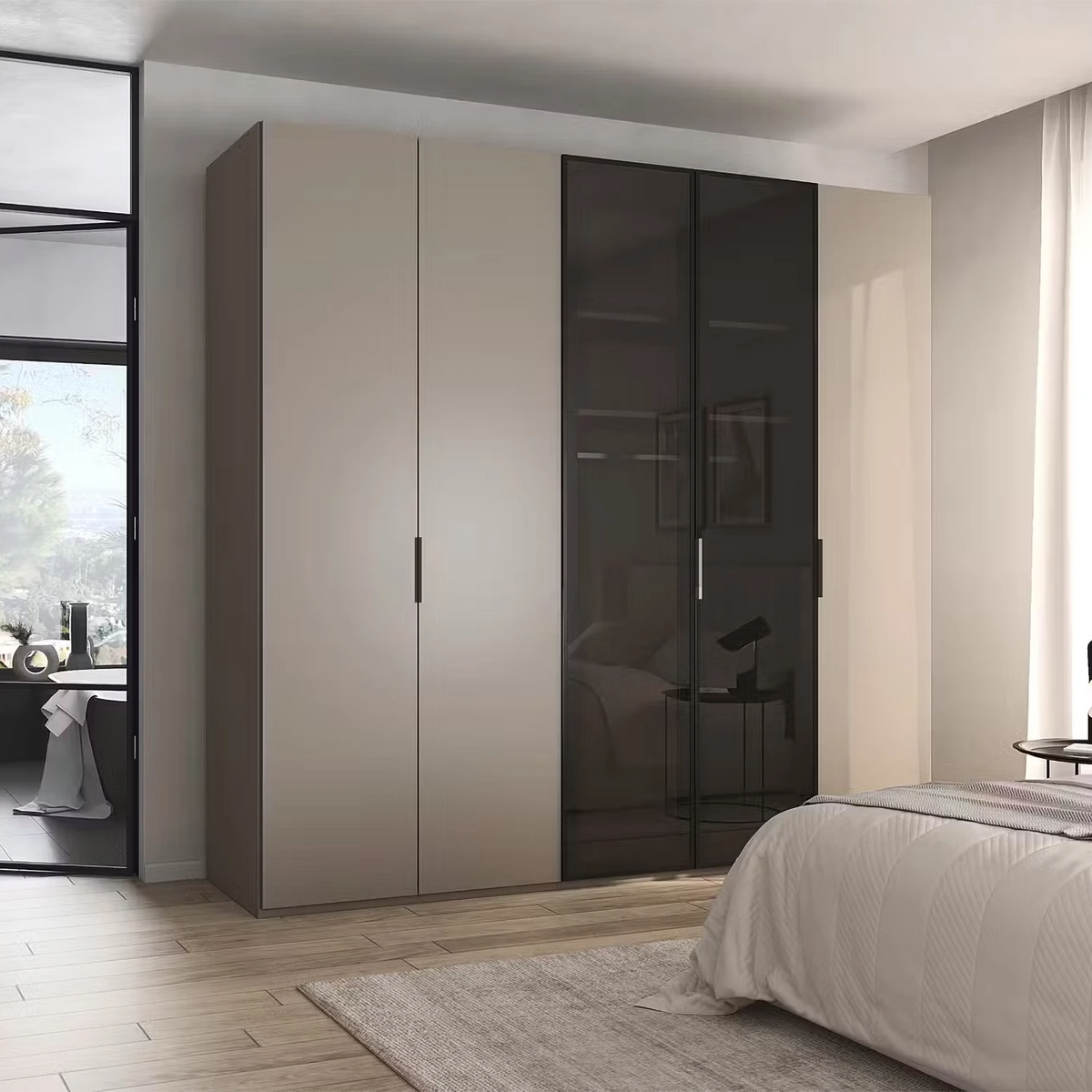 Rauch Ricco 5 Door Hinged Wardrobe With Glass Frame Door