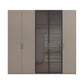 Rauch Ricco 5 Door Hinged Wardrobe With Glass Frame Door in Fango front view