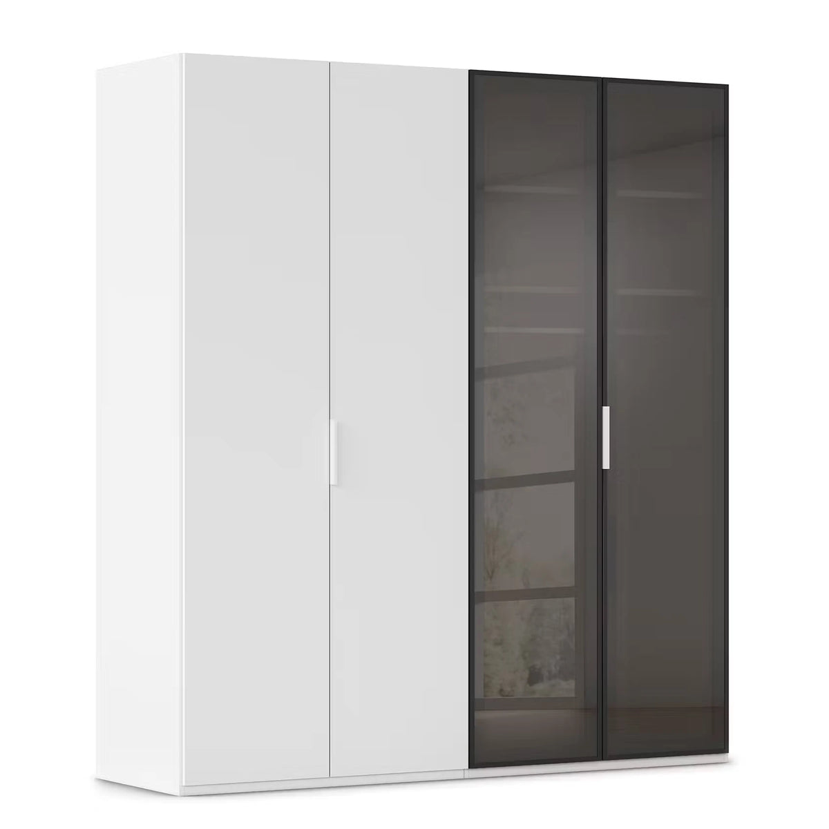 Rauch Ricco 4 Door Hinged Wardrobe With Glass Frame Door in Alpine White