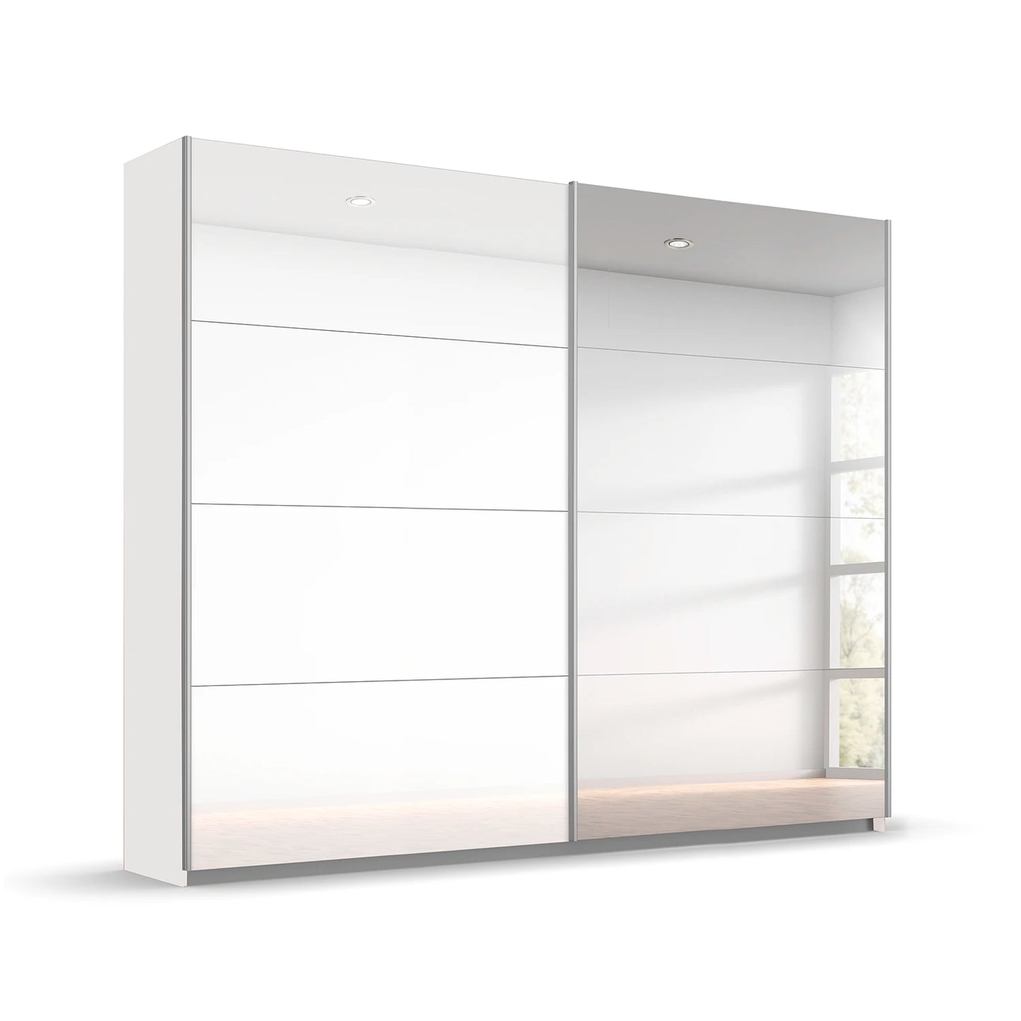 Saalburg White High Gloss Sliding Door Wardrobe with Mirror - W181cm