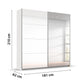 Saalburg White High Gloss Sliding Door Wardrobe with Mirror - W181cm