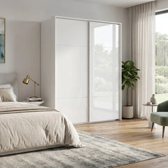Rauch Haven 2 Door Slider Wardrobe with Glass Doors - Styled in a Bedroom