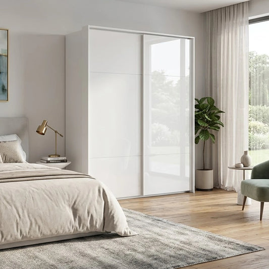 Rauch Haven 2 Door Slider Wardrobe with Glass Doors - Styled in a Bedroom