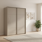 Rauch Heaven 200cm 2 Door Slider Wardrobe with Glass Doors in Fango Styled in a modern bedroom
